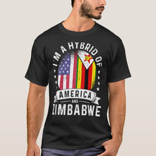 Camiseta Zimbabwean American Patriot Grown Flag Humor (Anverso)