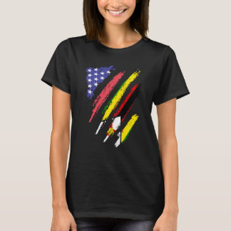 Camiseta Zimbabwean American Patriot Grown Heart Flag Strip