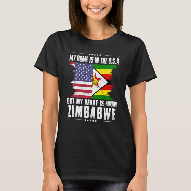 Camiseta Zimbabwean American Patriot Grown Proud Home Heart (Anverso)
