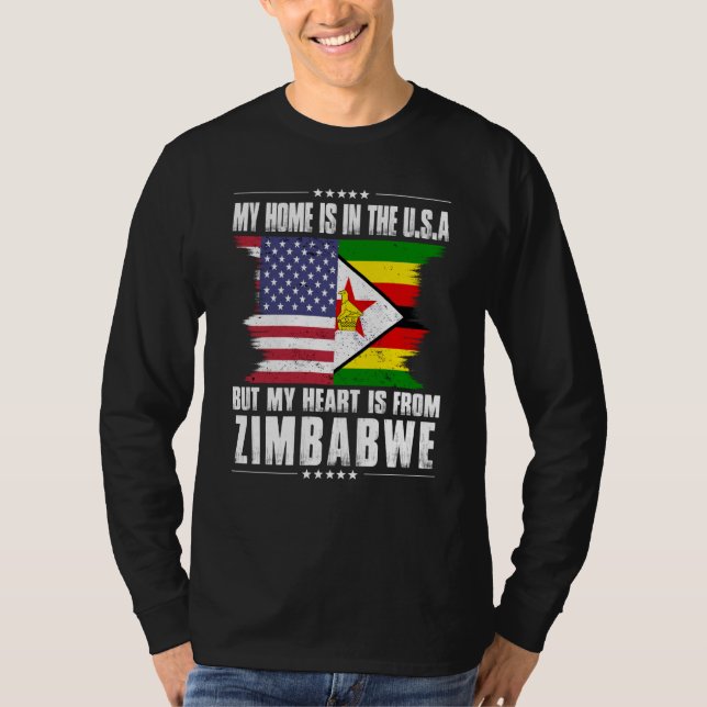 Camiseta Zimbabwean American Patriot Grown Proud Home Heart (Anverso)