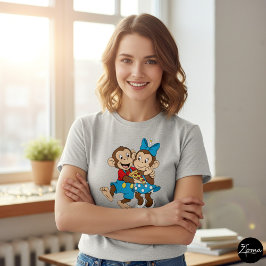 Camiseta Zina y Mimo con una porción de pizza.