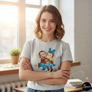 Camiseta Zina y Mimo con una porción de pizza.