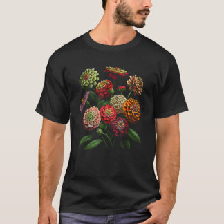 Camiseta Zinnia Flowers Floral Bouquet Design