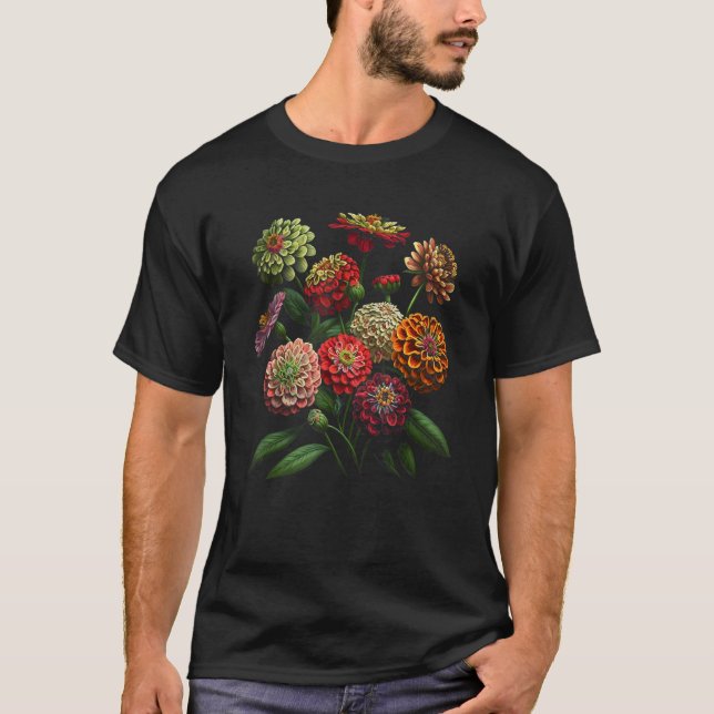 Camiseta Zinnia Flowers Floral Bouquet Design (Anverso)
