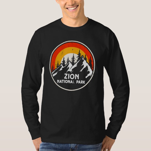 Camiseta Zion National Park Mountain Trees & Sun Camping Hi (Anverso)