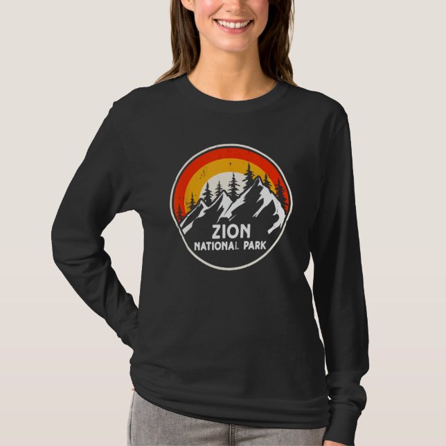 Camiseta Zion National Park Mountain Trees & Sun Camping Hi (Anverso)