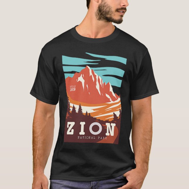 Camiseta Zion National Park Utah Hiking Travel Poster  Idea (Anverso)