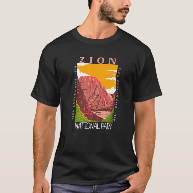Camiseta Zion National Park Utah Zion Canyon Distressed Vin (Anverso)