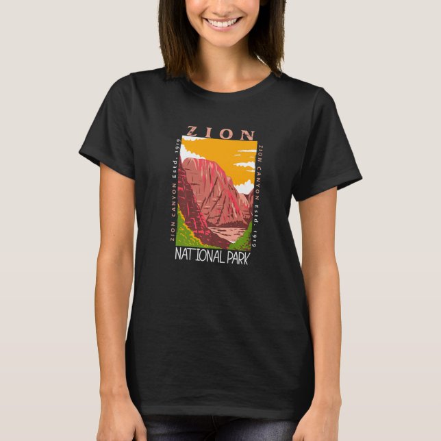 Camiseta Zion National Park Utah Zion Canyon Distressed Vin (Anverso)
