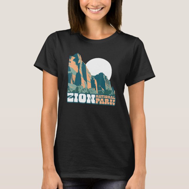 Camiseta Zion National Park WPA Poster Style Graphic Utah (Anverso)
