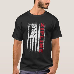 Camiseta Zipline Bandera Estadounidense 4 De Julio Zipliner