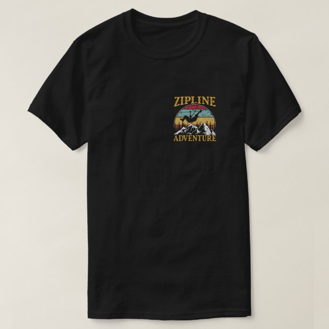 Camiseta Zipline de aventura retro ventilado (Diseño del anverso)