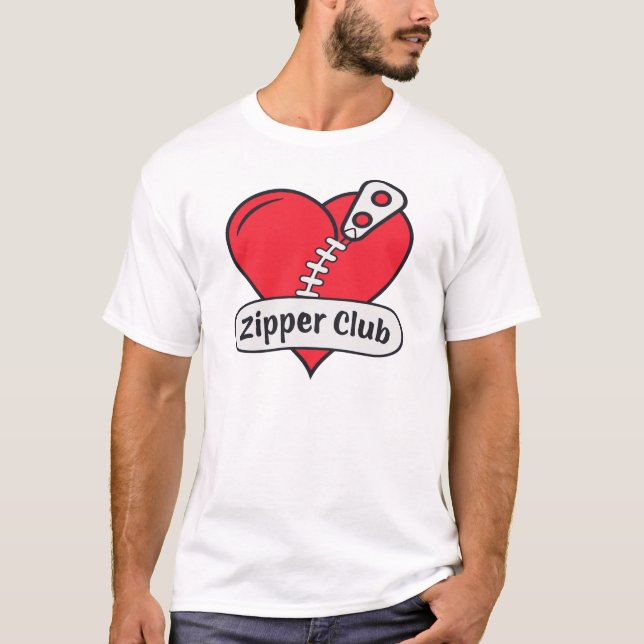 Camiseta Zipper Club Open Heart Surgery Sobreviviente Funny (Anverso)
