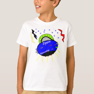 Camiseta Zippie Zippie Blue Fish Spaceship and Stars