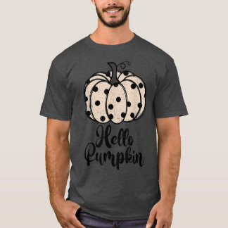 Camiseta Zj4W Hola Calabaza Blanca Calabaza Otoño Caída Gra