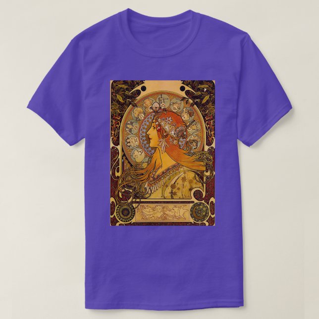 Camiseta Zodiac Alphonse Mucha Vintage Art (Diseño del anverso)