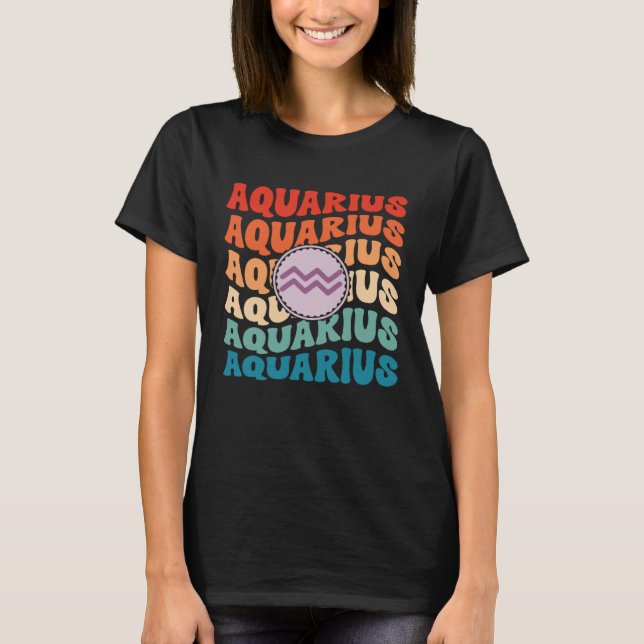 Camiseta Zodiac Aqiarius Horoscope Retro Groovy Aquarius Zo (Anverso)