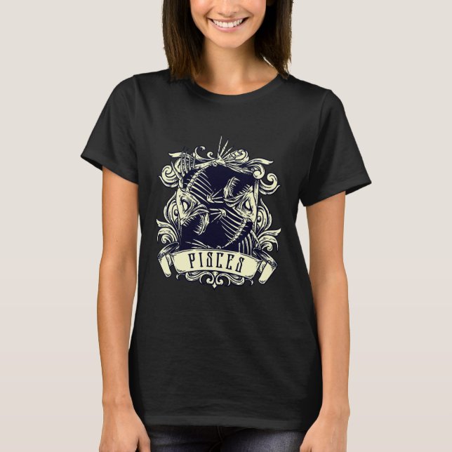 Camiseta Zodiac Evil 2 Fish Skeleton Occult (Anverso)