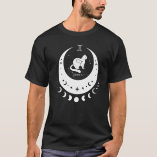 Camiseta Zodiac Gemini Horoscope Astrología Rótulo Crescen 