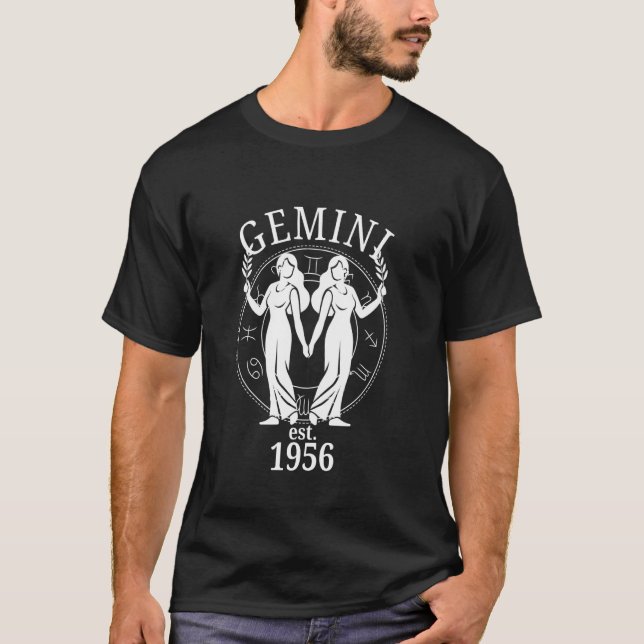 Camiseta Zodiac Gemini Twins Born in 1956 (Anverso)