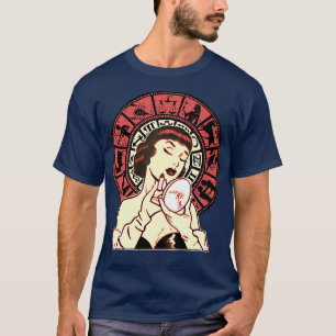 Camiseta Zodiac Horoscope mujer poniéndose lápiz labial