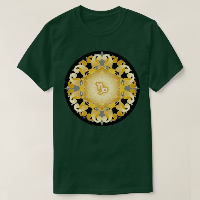 Camiseta Zodiac Mandala CAPRICORN Black (Diseño del anverso)