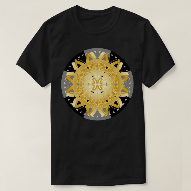 Camiseta Zodiac Mandala PISCES Negro (Diseño del anverso)