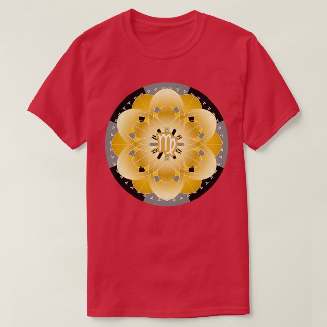 Camiseta Zodiac Mandala VIRGO Negro (Diseño del anverso)