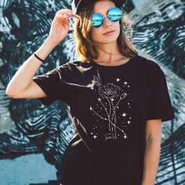 Camiseta Zodiac negra ilustrada para mujeres