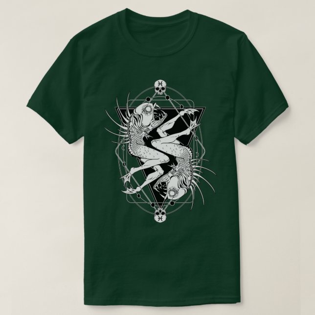 Camiseta ZODIAC PISCES el espeluznante pez medio (Diseño del anverso)