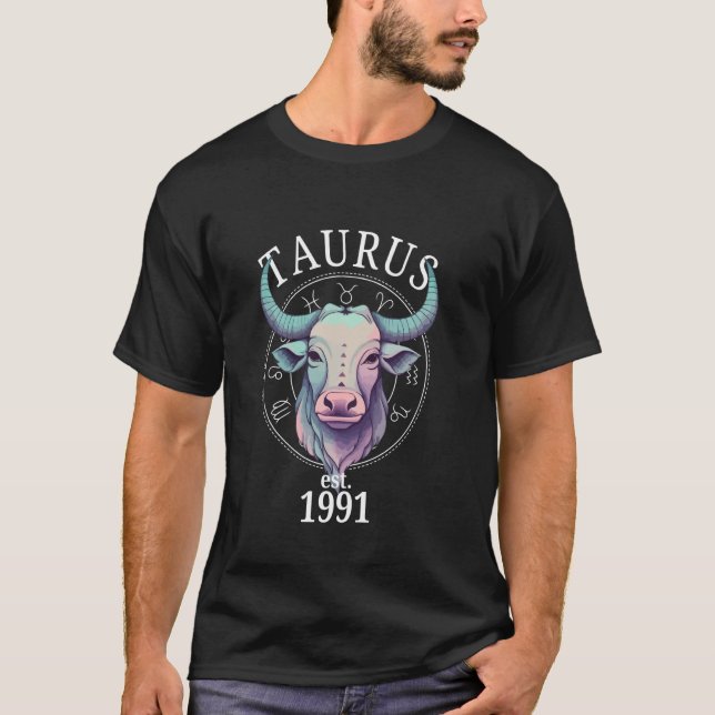 Camiseta Zodiac Taurus Bull Born in 1991 (Anverso)