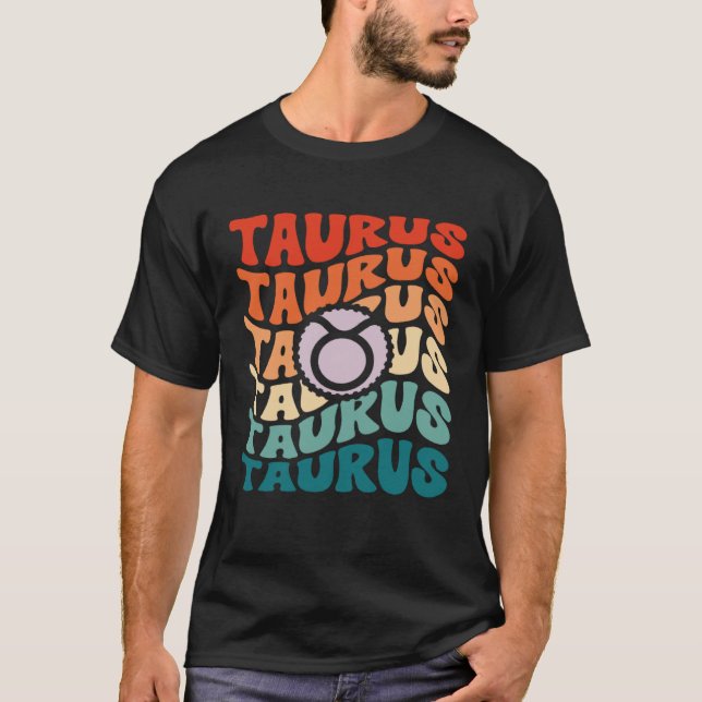 Camiseta Zodiac Taurus Horoscope Retro Groovy Taurus Zodiac (Anverso)
