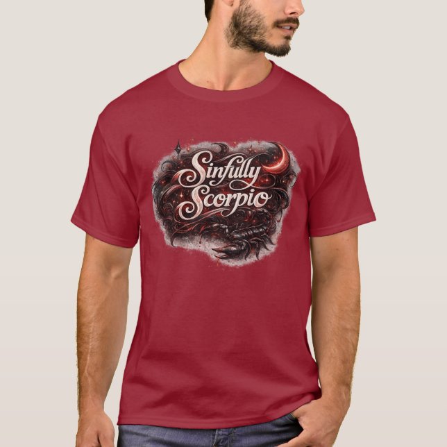 Camiseta Zodiacal de Escorpio Pecaminosamente – A  (Anverso)