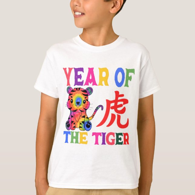 Camiseta Zodiaco chino - Año del tigre en el arcoiris (Anverso)