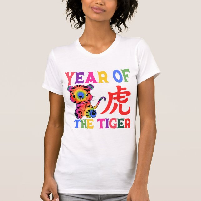Camiseta Zodiaco chino - Año del tigre en el arcoiris (Anverso)