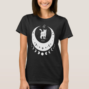 Camiseta Zodíaco Leo Horóscopo Signo Astrología Gato Luna C