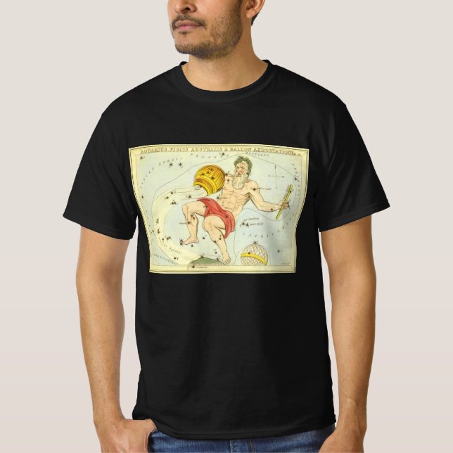 Camiseta Zodiaco vintage, Constelación Astrológica Acuario (Anverso)