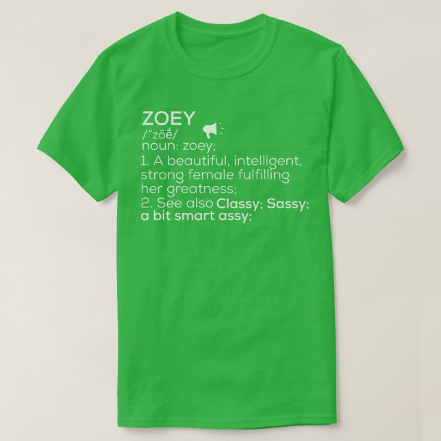 Camiseta Zoey Nombre Zoey Definición Zoey Nombre femenino Z (Diseño del anverso)