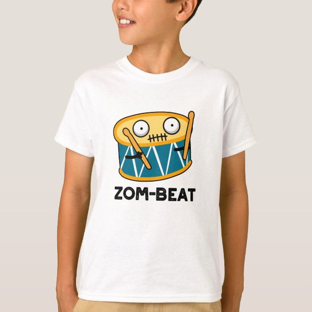Camiseta Zom-beat Funny Halloween Zombie Drum Pun (Anverso)