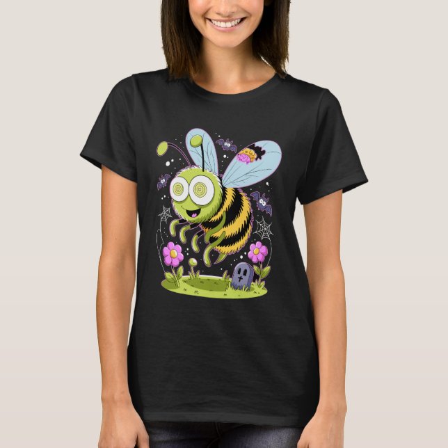 Camiseta Zom-Bee Cute Zombie Bee Funny Halloween Tee (Anverso)