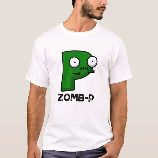 Camiseta Zomb-P Funny Halloween Zombie Alphabet Pun (Anverso)