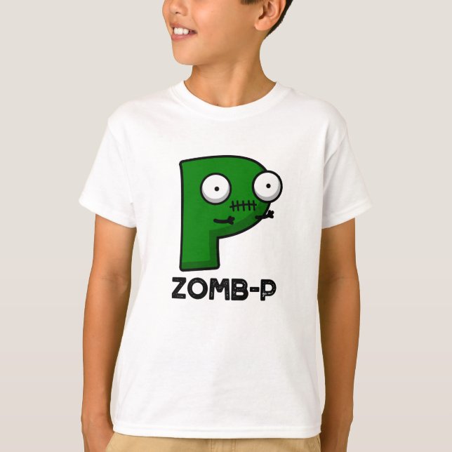 Camiseta Zomb-P Funny Halloween Zombie Alphabet Pun (Anverso)