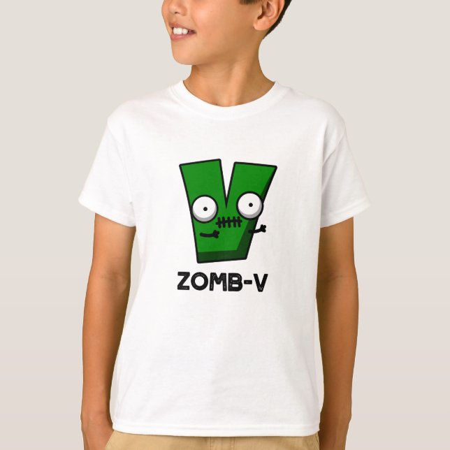 Camiseta Zomb-V Funny Halloween Zombie Alphabet V Pun (Anverso)