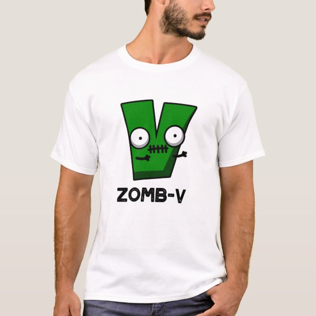 Camiseta Zomb-V Funny Halloween Zombie Alphabet V Pun (Anverso)