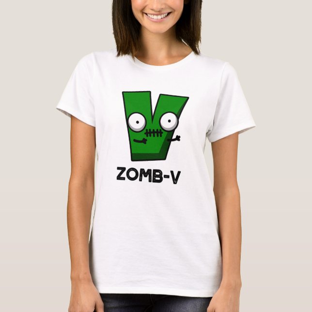Camiseta Zomb-V Funny Halloween Zombie Alphabet V Pun (Anverso)