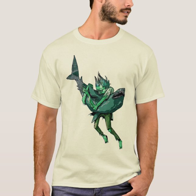 Camiseta Zombi contra tiburón (Anverso)