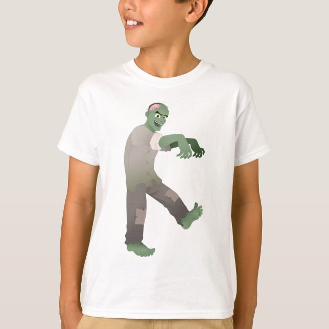 Camiseta Zombi verde que camina lentamente con los brazos (Anverso)