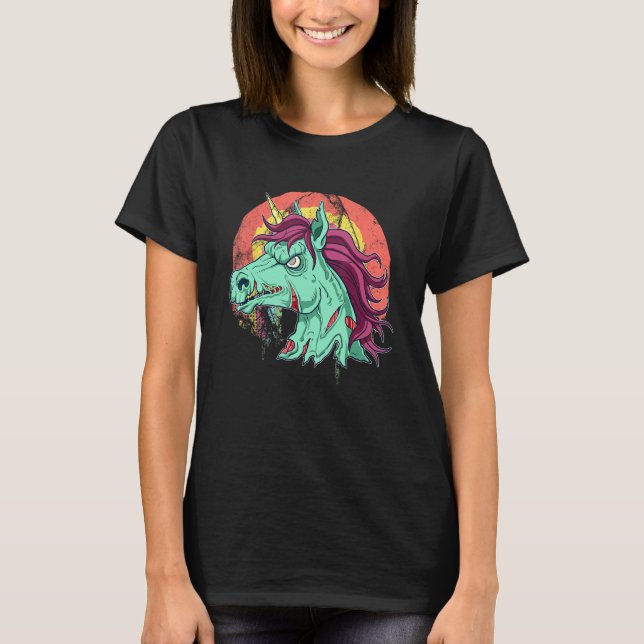 Camiseta Zombicornio Zombie Unicornio Scary Halloween (Anverso)