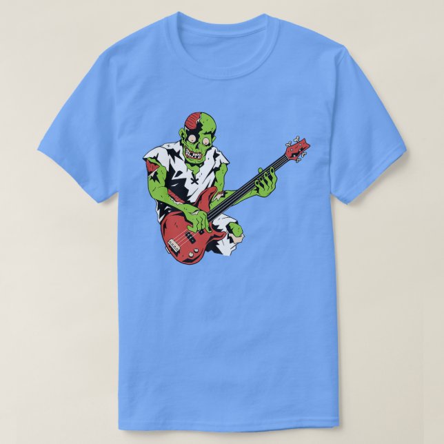 Camiseta Zombie Bass Guitar Lazy Halloween Costume Music Mu (Diseño del anverso)