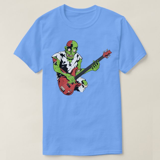 Camiseta Zombie Bass Guitar Lazy Halloween Costume Music Mu (Diseño del anverso)